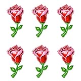 6pcs Red Rose Balloon,37 Inch Giant Flower Balloons For Valentines Day Mothers Day Wedding Party Decorations