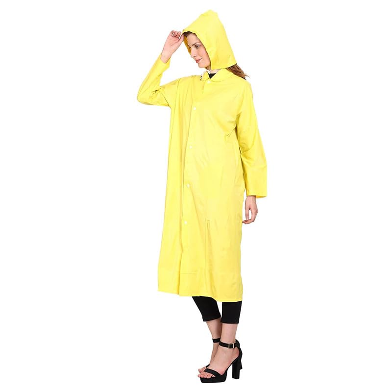 Women|Girl's Waterproof|SnowProof Raincoat|Rainsuit|Barsaati with Cap (Yellow)-image-29