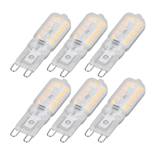 Luqeeg Bombilla LED G9 de 6 Piezas, Potencia de 5 W, Cubierta Transparente, Bombilla Regulable de 22 LED para Lámpara Colgante, Luz de Techo, Luz de Pared, Luz de Mesa, Ahorro de