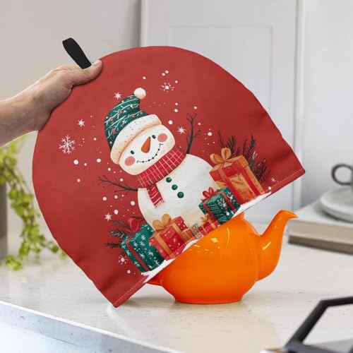 Image of Hudotybom Cold Snowman Tea Cozy for Teapot Insulated Large Teapot Cover to Keep Warm Tea Kettle Cover Thanksgiving Fall Kitchen Home Decorations