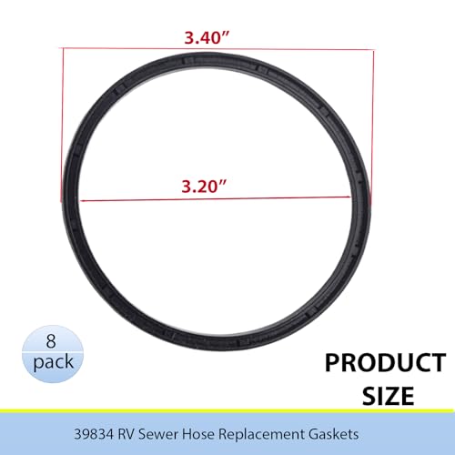 Image of 8 PCS RV Sewer Hose Replacement Gaskets 39834 for Camco Rhino Flex /Revolution Easy-Slip Rubber Seal Fittings for Bayonet and 4-in-1 Replacement,Make sure the pipeline is sealed and odorless