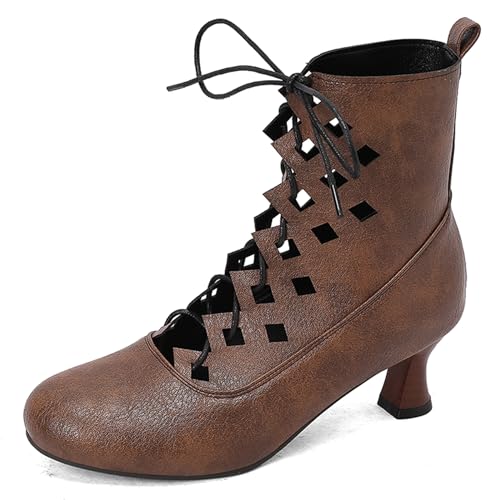 Sandales femme petit talon bout rond romaines rétro ajourées Lizoleor