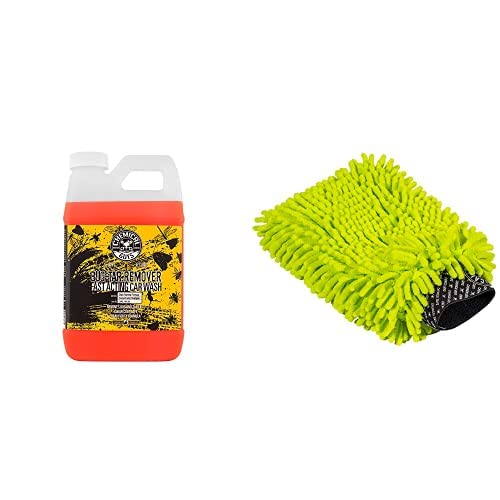 Image of Chemical Guys CWS 104 64M Car Wash Starter Bundle - Concentrated Bug and Tar Remover Car Wash Soap, 64 oz (Half Gallon) + Green Chenille Wash Mitt (2 Items) Works on Cars, Trucks, SUVs, RVs & More