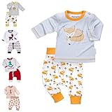 Baby Sweets® Unisex 2er Baby Set mit Baby Hose & Baby Langarmshirt für Mädchen & Jungen / Baby Outfit in Orange, Weiß & Grau im Fuchs-Design / Baby Kleidung Set aus Bambus / Größe Newborn (56)