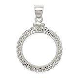 FB Jewels Sterling Silver 21.1 x 2mm Rope Coin Bezel Pendant
