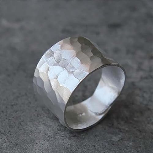 Handmade Hammered 925 Sterling Silver Ring Wide Rings For Women Boho Thumb Band Open Adjustable Statement Ring Jewelry Gift (Style1) #TOP3