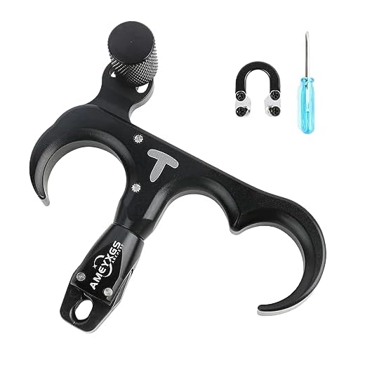 Markenlos Sehnenauslöser Hunter bis zu 80 LBS Recurve Compound Bogen Bow Release 5 SHARROW Bogenschießen Release Aids Compound Bogen 3 Finger Daumenauslöser Auslösehilfen Spannhilfen mit Metall D-Loop Ring für Jagd Schießen (Schwarz)