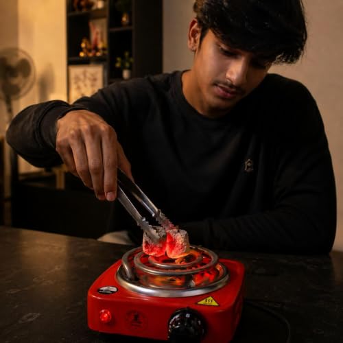 Image of 500W Mini Electric Chulha Hot Plate | Coal Burner, Portable Cooking Heater, Small Electric Stove, Charcoal Burner, Travel Stove for Home & Hostel