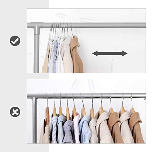 SONGMICS Grucce Velluto 50 Pezzi, Grucce Appendiabiti Lunghe 42 cm, Salvaspazio, Capacità di Carico Elevata, Gancio Girevole a 360°, per Cappotti Camicie Completi, Bianco e Argento CRF026W04 - Immagine 5