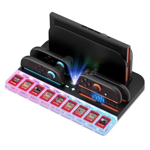 Switch 2用 Joy-Con2 充電スタンド [2025新登場-USB-C] Diyife ジョイコン 充電 スタンド Switch 2 用 4台同時急速充電可能 9枚ゲームカード収納可能 7つRGB ライト ゲーム機 収納 一体型