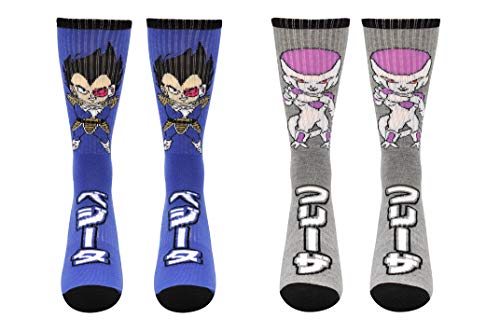 Dragon Ball Z Athletic Socks (2 Pair) - Vegeta & Frieza Cushioned Crew Socks Unisex, Men, Women
