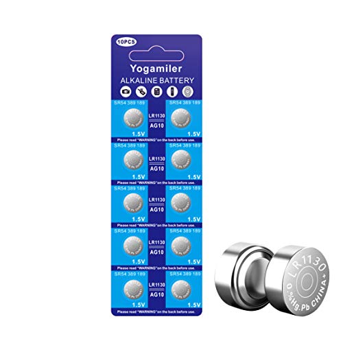 Yogamiler 10 Pack AG10 LR1130 389 390 189 1.5V Button Cell Batteries