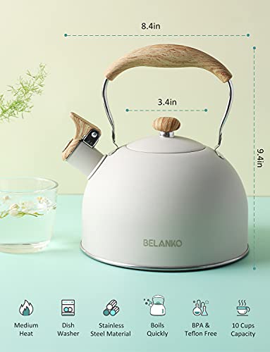image for Tea Kettle, BELANKO 85 OZ / 2.5 Liter Whistling Tea Kettle Pots for St