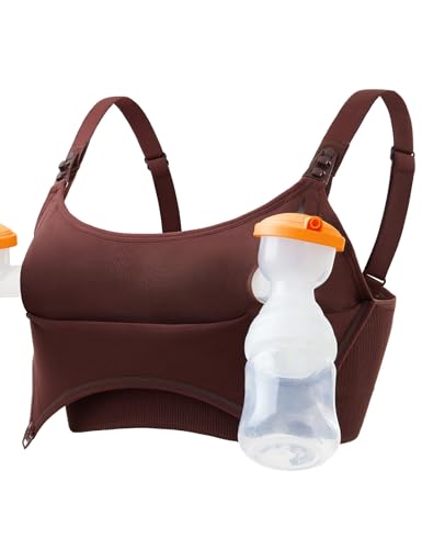 Image of Pumping Bra Hands Free Seamless Comfort PatentedClasps Nursing and Pumping Bra in One Breast Pump Bra All Day Wear