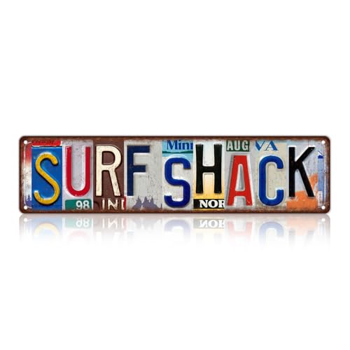 TREEPERI Vintage Surf Shack Street Sign Wall Decor Metal Tin Signs for Bar Home Bedroom Garage