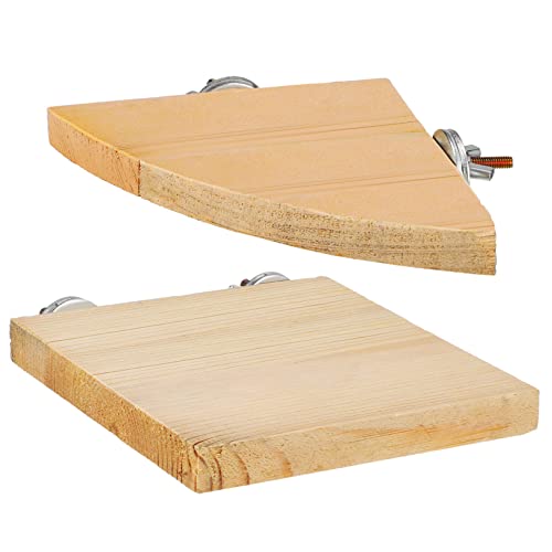 Hohopeti 2Pcs Wooden Bird Perch Platforms Sturdy Stands for Parrots Budgies and Small Birds Easy Installation Cage Accessories Attachment