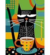 Bgraamiens Puzzle-Coffee Cat- Modern Art Puzzle Cartoon Cat Puzzle 1000 Pieces Puzzle for Adult, ...