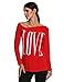 ANGVNS Women's Long Sleeve Off shoulder Letter Print Tops Red T-shirt M