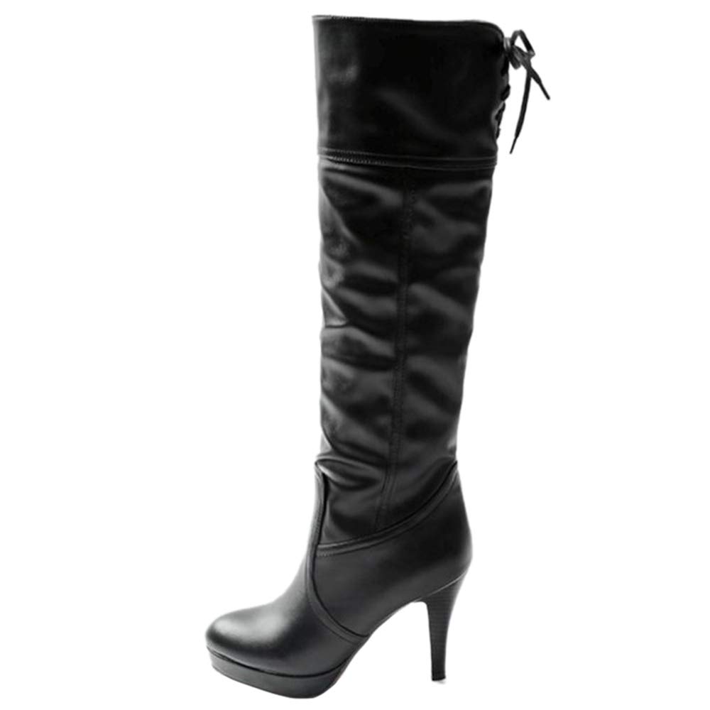 Damen Overknee Stiefel Plateau Stiletto 9,5cm