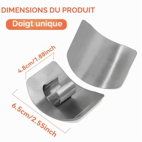Protection des doigts pour la cuisine, protection des doigts en acier inoxydable, anneau de couteau réglable, avec pouce, protège-doigts Chef-Pro, protège-lames, protège-doigts de cuisine, protections – vue 2