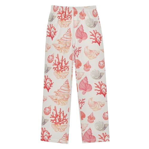 Boys' Pants Coral Seashell Light Pink Long Bottoms Jogger Pants Elastic Waist Trousers with Pockets S-XL