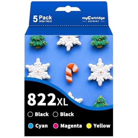 822XL Ink Cartridges Replacement for Epson 822XL Ink Cartridges 822 XL for Epson WF-3820 Printer Ink Cartridges WF-4820 WF-4830 WF-4833 WF-3823 Printer 5 Pack 822XL Cover