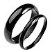 Aotiwe Verlobungsring Paar Schwarz Ringe Glänzend, Rostfreier Stahl Damen 45 (14.3) & Herren 57 (18.1)