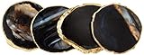 Modern Agate Coasters with Gold Edges and Rubber Bumpers (3.5