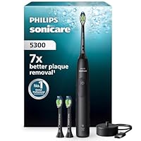 Philips Sonicare 5300 Electric Toothbrush, Sonic Toothbrush with 2 Intensity Levels, Pressure Alert, EasyStart, SmarTimer and BrushPacer, Black, Model HX7101/04 [New Technology]