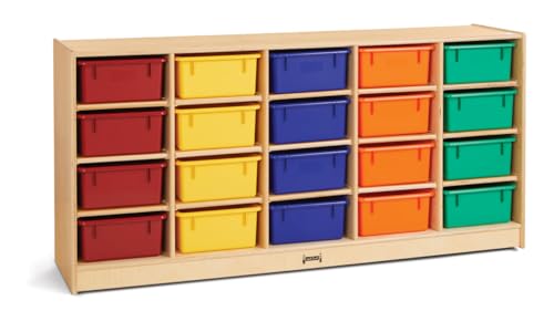 Jonti-Craft 4021JC 20 Tub Mobile Storage with Assorted Colored Bins