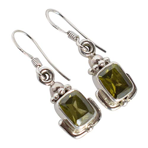 Boucles d'oreilles péridot rectangulaire facetté en argent 925