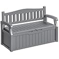 Homall 75 Gallon Outdoor Storage Benches Lockable Deck Box with Waterproof and UV Resistant, Waterproof Storage Box for Patio Furniture, Tools, Cushions (Grey)