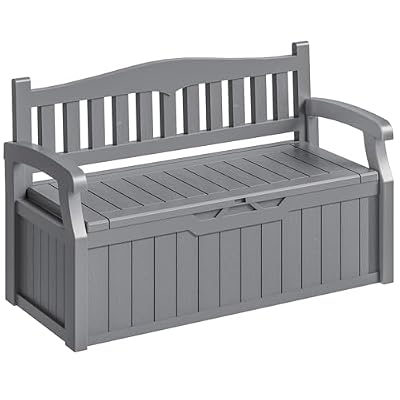 Homall 75 Gallon Outdoor Storage Benches Lockable Deck Box with Waterproof and UV Resistant, Waterproof Storage Box for Patio Furniture, Tools, Cushions (Grey)