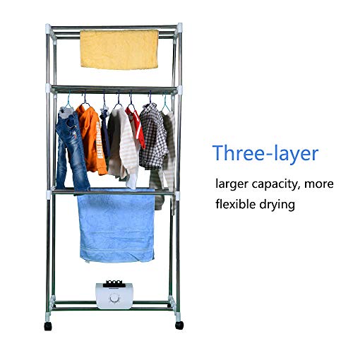 Concise Home elektrischer Wäschetrockner Kapazität Doppel-Edelstahl energiesparende Innenkleidung Warmluft-Trockenschrank (DREI Schichten) - Image 6