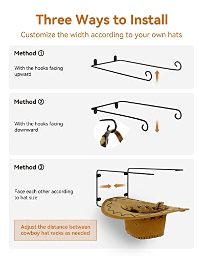 Wnxsload Cowboy Hat Rack 6 Pieces, Diy Cowboy Hat Holder For Wall, Hat Rack For Cowboy Hats, Cowboy Hat Hanger Keeps Original Shape Of Hat, Cowboy Hat Rack Wall Mount, Adjustable To Install #TOP5