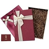 ギフトボックス ラッピング 箱 赤 緩衝材 大きい パッキングボックス 大容量 包装 誕生日 ギフトボックス 手提げ袋 メッセージカード (赤, M)