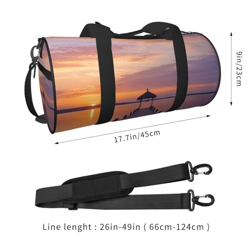 Serene Sunset Printed Travel Bag,Round Personal Item Storage bag,Foldie Duffel Bag for Traveling Vacation,Fitness,Sports4