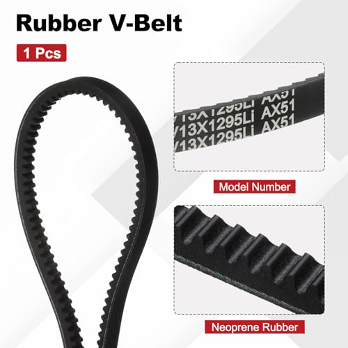 Image of AX51 Belt, Raw Edge Cogged Industrial Rubber EPDM V-Belt, Pack of 1 | 1 /2 inch(13mm) Width x 51 inch(1295mm) Inside Circumference x 5 /16 inch(8mm) Height