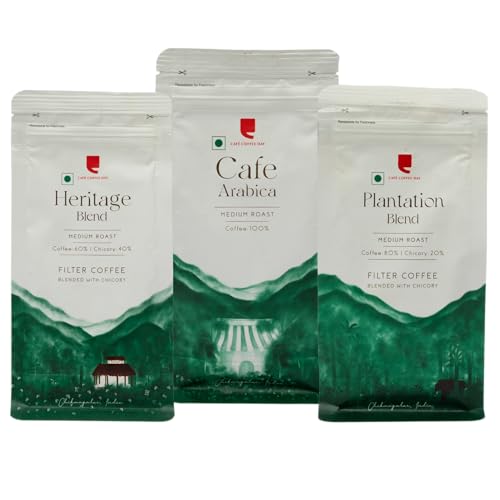 Image of Cafe Coffee Day- Starter Triple Pack (Arabica, Magnum, Charge) | Filter Coffee Powder | Ground Coffee Powder | Medium Roast | Combo Pack (Pack of 3-200 gms Each) | Morning Coffee |