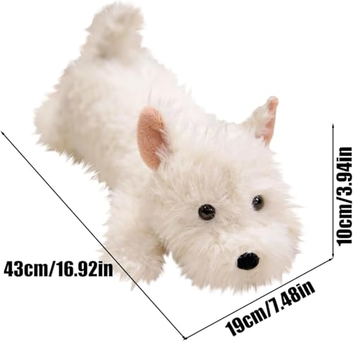 Perro de peluche blanco tumbado de pelo suave para niños 5