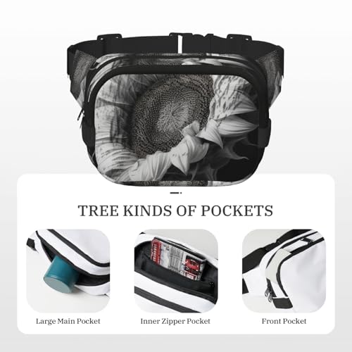 Sac banane léger noir et gris doté d'une sangle ajustable ergonomique