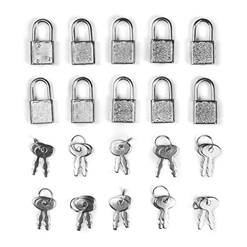 Lot de 10 mini cadenas pour journal personnel avec clé et serrure Argenté Cover