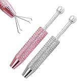 Bonsicoky 4-Prong Piercing Ball Grabber Tool - 1 Pack Stainless Steel Tweezers for Small Item Retrieval and Jewelry Crafting - Pink + Silver