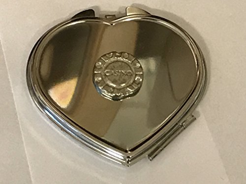 Puce de poker Las Vegas miroir de poche cœur TG254 étain et chrome