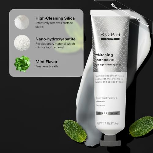 Image of Boka Toothpaste - Fluoride Free Toothpaste, Nano Hydroxyapatite Toothpaste | Appropriate for Sensitive Teeth - Adult Oral Care - Clinically Tested - Whitening - 3.4 Oz