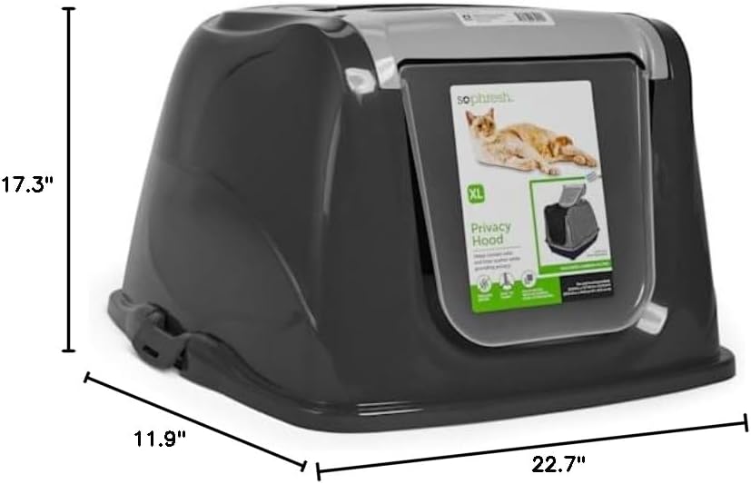 So Phresh by Petco Flip Top Cat Litter Box Hood Grey X-Large 22.7" L X 17.3" W X 11.9" H