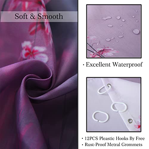 Yaxi 3D Swan Wallpaper Shower Curtain For Bathroom,Pink Landscape Painting Shower Curtain 72X72Inches,Waterproof Machine Washable Shower Curtain With 12 Hooks #TOP3