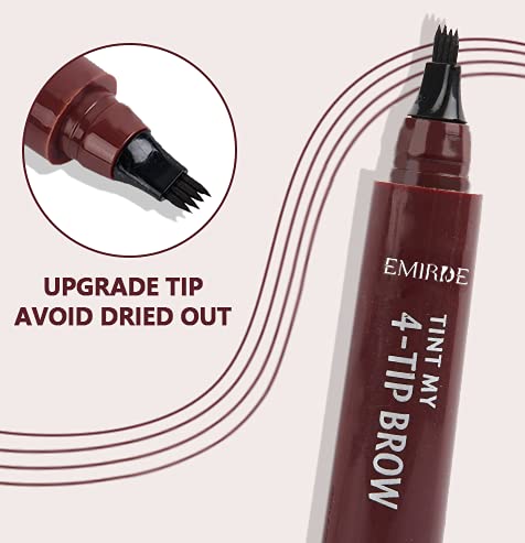Emirde 3PCS Red Brown Eyebrow Pen, Four-pronged Microblading Liquid Eyebrow Pencil, Waterproof&Long Lasting Makeup Tools For Eyebrows, Easily Create Natural Eyebrow for A Range of Face Shapes