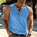 Tank Tops Men Sleeveless Button Muscle Henley Shirt Casual Slim Fit Lightweight Workout Top Outdoor Athletic Tees Sky Blue
