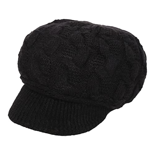Boina feminina com aba – malha macia e quente – Touca sol quente inverno para meninas e mulheres Nan